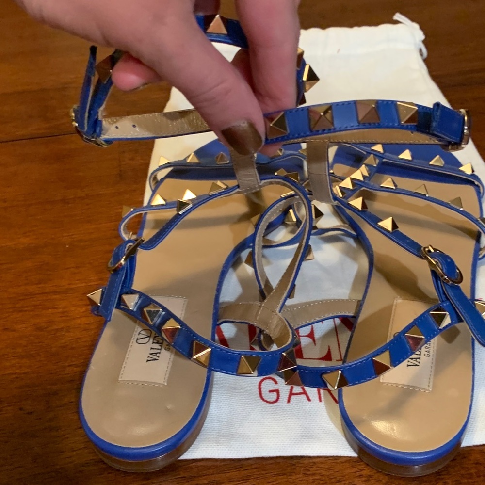 Authentic brand new with dust bag Valentino ankle flat sandals,size 37.5 /7.5 US